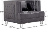 Lucas Acrylic Contemporary Chair with Tufted Velvet Upholstery and Elegant Nailhead Design