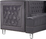 Lucas Acrylic Contemporary Chair with Tufted Velvet Upholstery and Elegant Nailhead Design