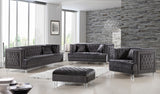 Lucas Acrylic Contemporary Chair with Tufted Velvet Upholstery and Elegant Nailhead Design