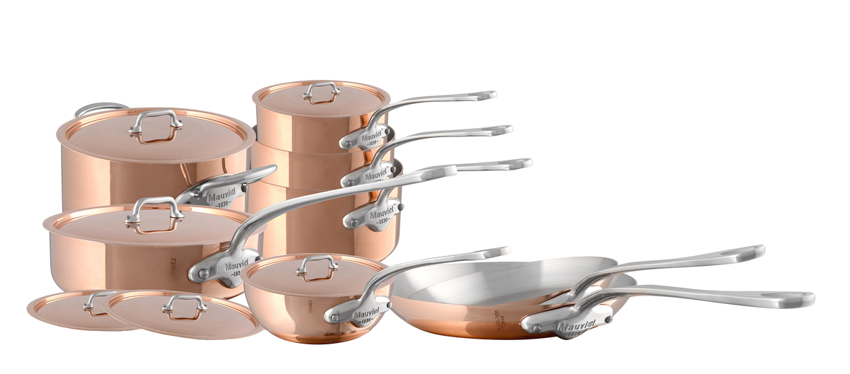 Mauviel M'Heritage 150 S 14-Piece Copper Cookware Set With Cast Stainless Steel Handles