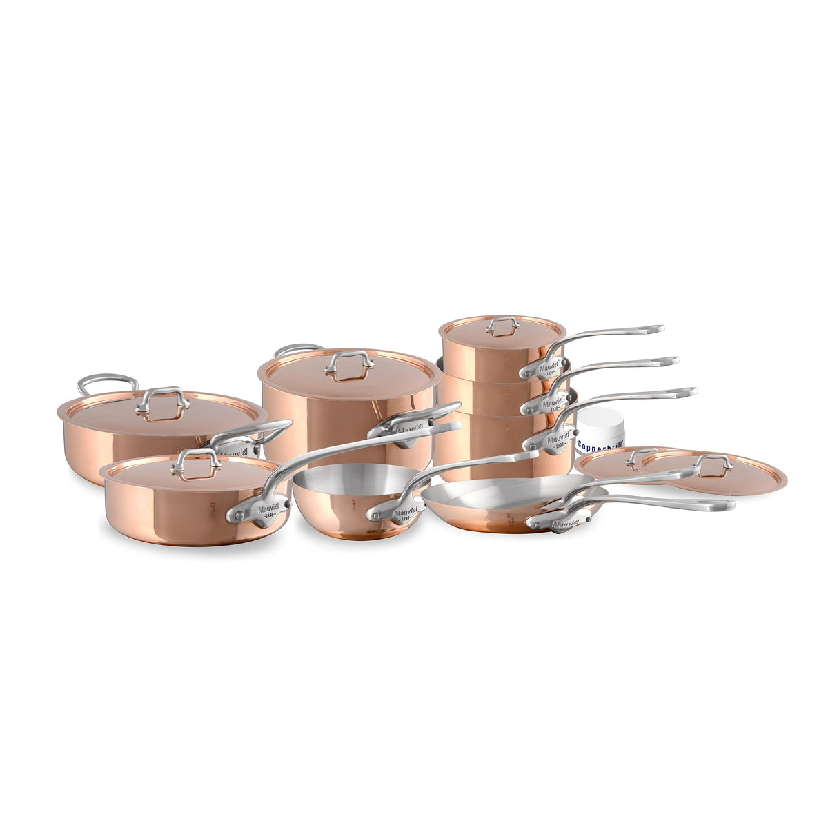 Mauviel M'Heritage 150 S 16-Piece Copper Cookware Set With Cast Stainless Steel Handle