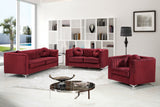 Isabelle Velvet Contemporary Sofa - Luxurious Upholstery with Chrome Legs & Cozy Throw Pillows