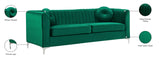 Isabelle Velvet Contemporary Sofa - Luxurious Upholstery with Chrome Legs & Cozy Throw Pillows