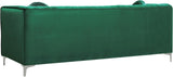 Isabelle Velvet Contemporary Sofa - Luxurious Upholstery with Chrome Legs & Cozy Throw Pillows