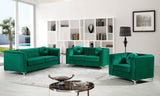 Isabelle Velvet Contemporary Sofa - Luxurious Upholstery with Chrome Legs & Cozy Throw Pillows
