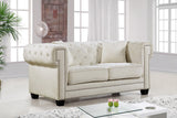Bowery Contemporary Loveseat with Stylish Tufted Velvet Upholstery and Elegant Nailhead Trim