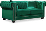 Bowery Contemporary Loveseat with Stylish Tufted Velvet Upholstery and Elegant Nailhead Trim