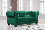 Bowery Contemporary Loveseat with Stylish Tufted Velvet Upholstery and Elegant Nailhead Trim
