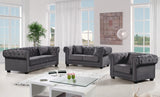 Bowery Velvet Contemporary Sofa with Plush Tufted Design, Nailhead Trim, and Throw Pillows Included