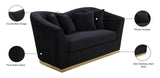 Arabella Contemporary Loveseat with Gold Accents and Curved Back Design for Elegant Living Spaces