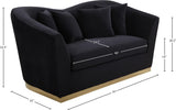 Arabella Contemporary Loveseat with Gold Accents and Curved Back Design for Elegant Living Spaces