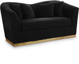 Arabella Contemporary Loveseat with Gold Accents and Curved Back Design for Elegant Living Spaces