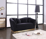 Arabella Contemporary Loveseat with Gold Accents and Curved Back Design for Elegant Living Spaces