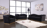 Arabella Contemporary Loveseat with Gold Accents and Curved Back Design for Elegant Living Spaces