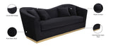 Arabella Contemporary Sofa with Gold Accents, Curved Back Design & Cozy Throw Pillows for Relaxation