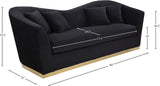Arabella Contemporary Sofa with Gold Accents, Curved Back Design & Cozy Throw Pillows for Relaxation