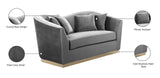 Arabella Contemporary Loveseat with Gold Accents and Curved Back Design for Elegant Living Spaces
