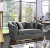 Arabella Contemporary Loveseat with Gold Accents and Curved Back Design for Elegant Living Spaces