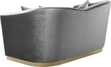 Arabella Contemporary Loveseat with Gold Accents and Curved Back Design for Elegant Living Spaces