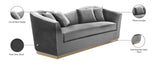 Arabella Contemporary Sofa with Gold Accents, Curved Back Design & Cozy Throw Pillows for Relaxation