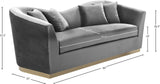 Arabella Contemporary Sofa with Gold Accents, Curved Back Design & Cozy Throw Pillows for Relaxation