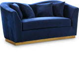 Arabella Contemporary Loveseat with Gold Accents and Curved Back Design for Elegant Living Spaces