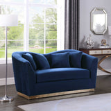 Arabella Contemporary Loveseat with Gold Accents and Curved Back Design for Elegant Living Spaces