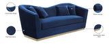 Arabella Contemporary Sofa with Gold Accents, Curved Back Design & Cozy Throw Pillows for Relaxation