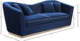Arabella Contemporary Sofa with Gold Accents, Curved Back Design & Cozy Throw Pillows for Relaxation