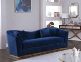 Arabella Contemporary Sofa with Gold Accents, Curved Back Design & Cozy Throw Pillows for Relaxation