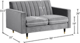 Lola Contemporary Loveseat with Channel Tufting and Elegant Black Legs for Modern Living Spaces