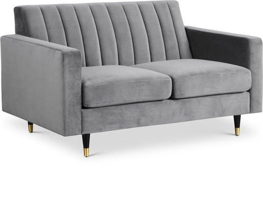 Lola Contemporary Loveseat with Channel Tufting and Elegant Black Legs for Modern Living Spaces