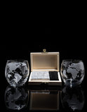 Whiskey Decanter Globe Set with 2 Etched Whiskey Glasses - for Liquor Scotch Bourbon Vodka, Gifts For Men - 850ml