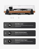 Angels Horn H002BT-OR Exceptional Quality Vintage Wooden Turntable  Bluetooth Vinyl Player