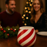 Red Swirl Christmas Ceramic Stemless Shot Glasses  | Set of 4 | 6oz