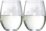 Set of 2 French Bulldog Dog Stemless Wine Glasses