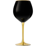 The Wine Savant Set of 4 Black Wine Glasses Gold Stemmed 14 oz