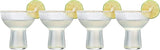 Ribbed Stemless Margarita Glasses with Gold Rim - Set of 4 (10 OZ)