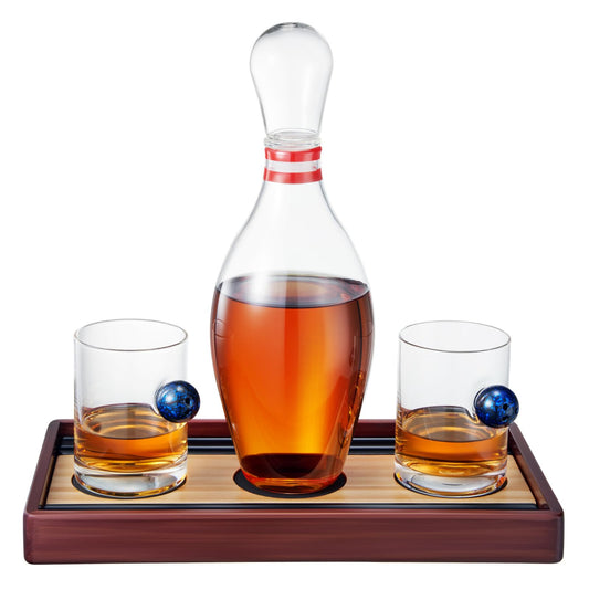 The Wine Savant Bowling Decanter, Sports Themed Whiskey Gift Set - Clear
