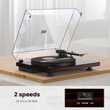 Angels Horn H002BT-BK Bluetooth Turntable Vinyl Record Player (Mahogany)