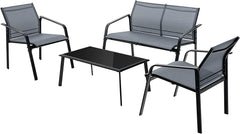 Tangkula 4 Pieces Patio Furniture Set, Outdoor Conversation Set with Tempered Glass Coffee Table