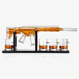 Gifts for Men Dad, The Wine Savant 1000 ML Whiskey Decanter Set with 4 Glasses, Unique Anniversary Birthday Gift Ideas for Him Husband Grandpa, Cool Military Tequila Liquor Dispenser for Home Bar