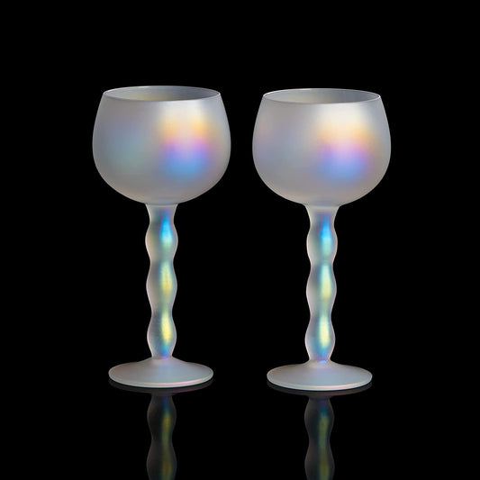 Aesthetic Iridescent Cloud Elegant Crystal Wine - 7 oz Rim Set of 2