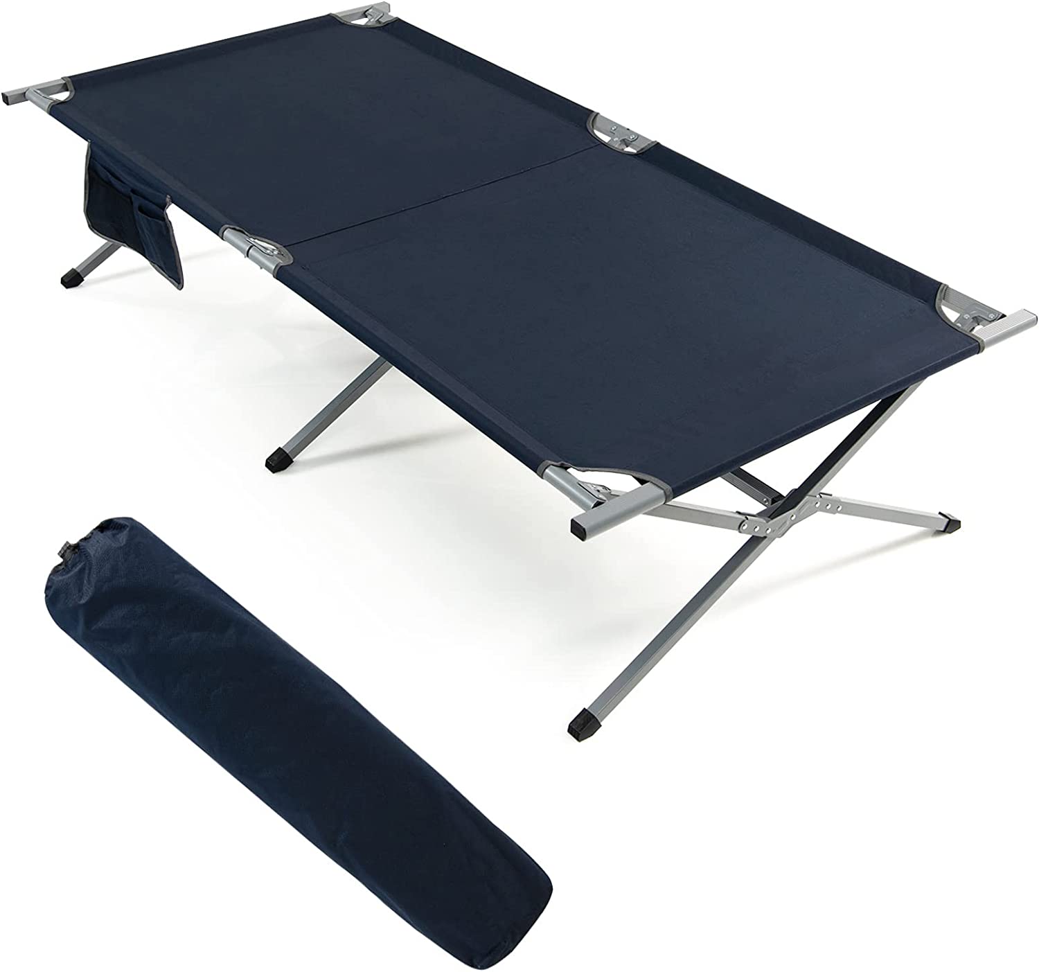 Tangkula Folding Camping Cot, Foldable Sleeping Cot with Side Storage Pocket with Carry Bag