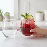 Confetti Stemless Wine Glasses Set of 2, 18.6oz