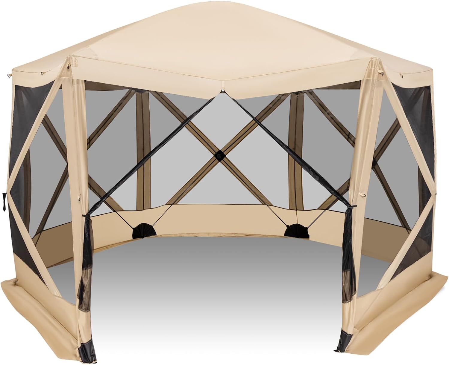 Tangkula 11.5x11.5 Ft Pop Up Gazebo with Netting, Portable Screen Tent with 6 Sided Mesh Walls