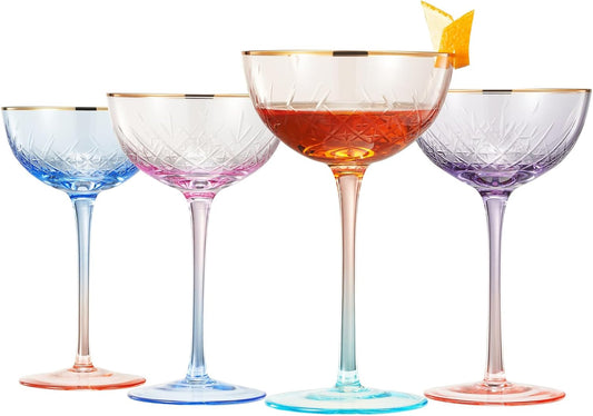 The Wine Savant Crystal Ombre Coupes Elegant Two Toned Glass - 8oz Multicolor