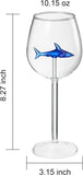 Shark-Inspired Wine Glasses Set of 2 – 13oz Stemmed Red & White Wine Glass with 3D Shark Inside – Unique Glassware Gift for Men, Dad, or Host