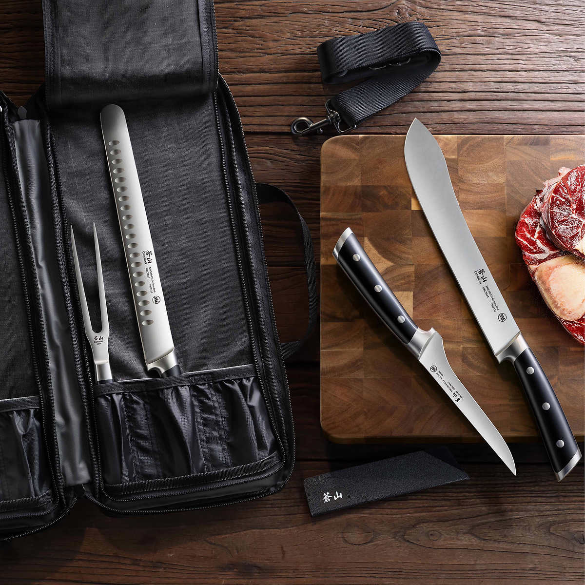 S Series 7-Piece BBQ Knife Set with Bag, Forged German Steel