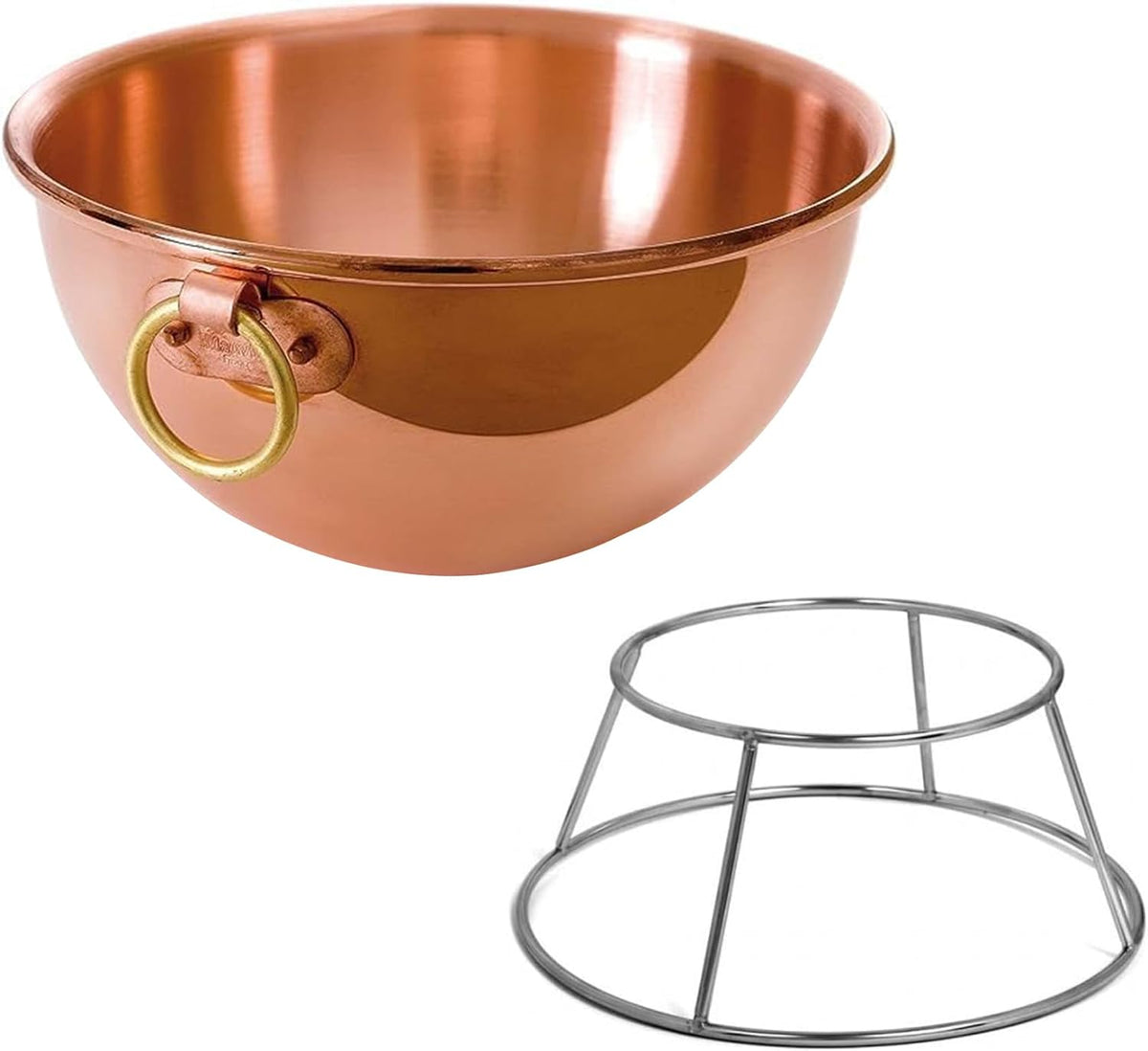 Mauviel M'Passion Copper Egg White Beating Bowl With Ring & Support, 7.7-qt